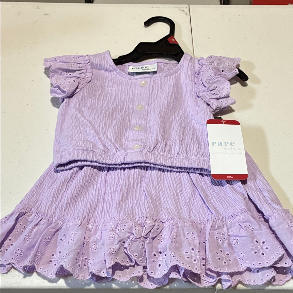 Rare Editions Lilac Eyelet Dress for Kids
